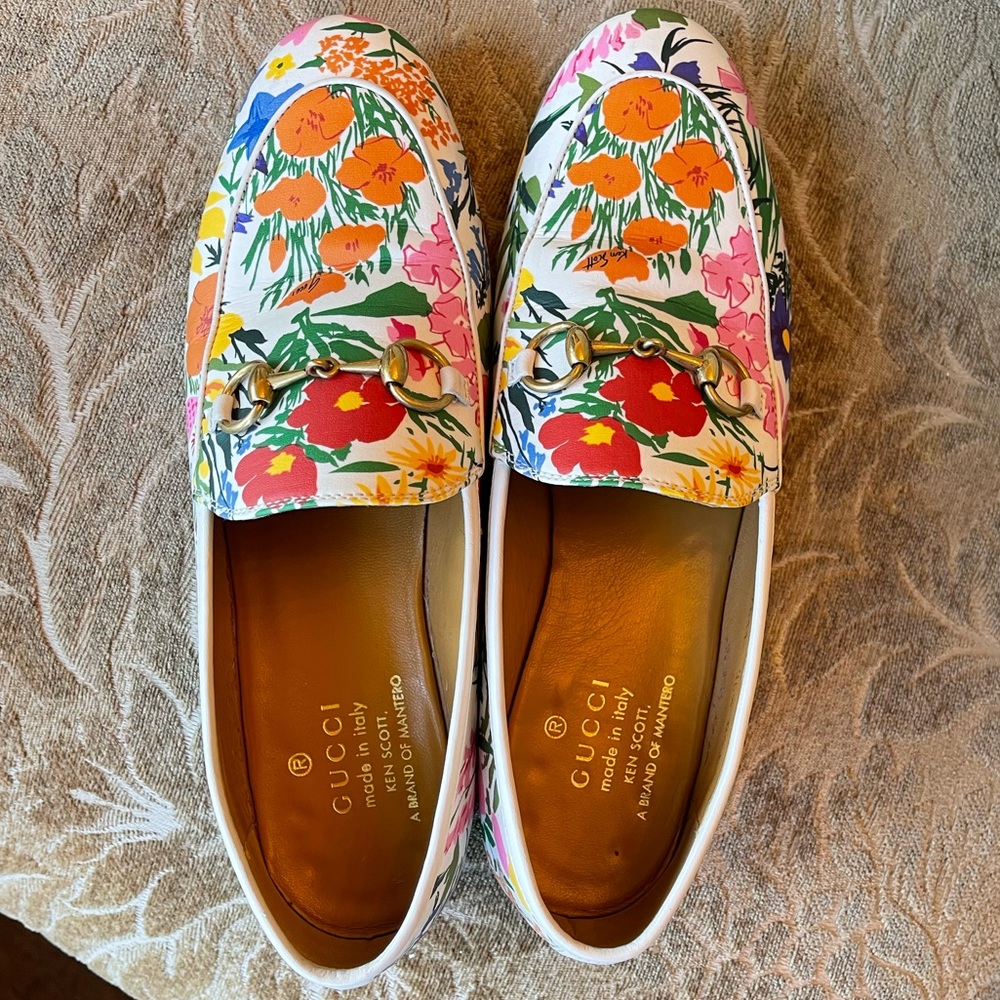 GUCCI x Ken Scott Jordaan Floral Print Loafer Flats